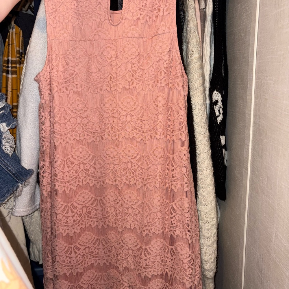 Speechless Lace Mini Dress - Blush